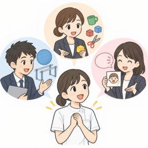 PT・OT・STそれぞれの専門アドバイザーのイラスト