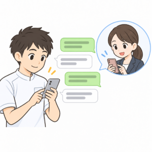 LINEでもやり取りできることのイラスト